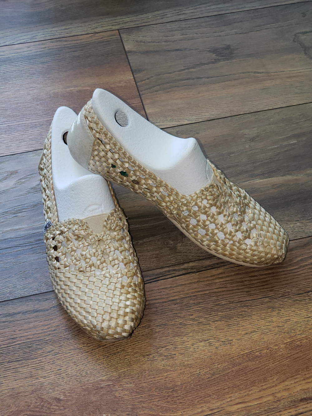 Toms Woven Rafia Slip-On Flats in Natural Tan